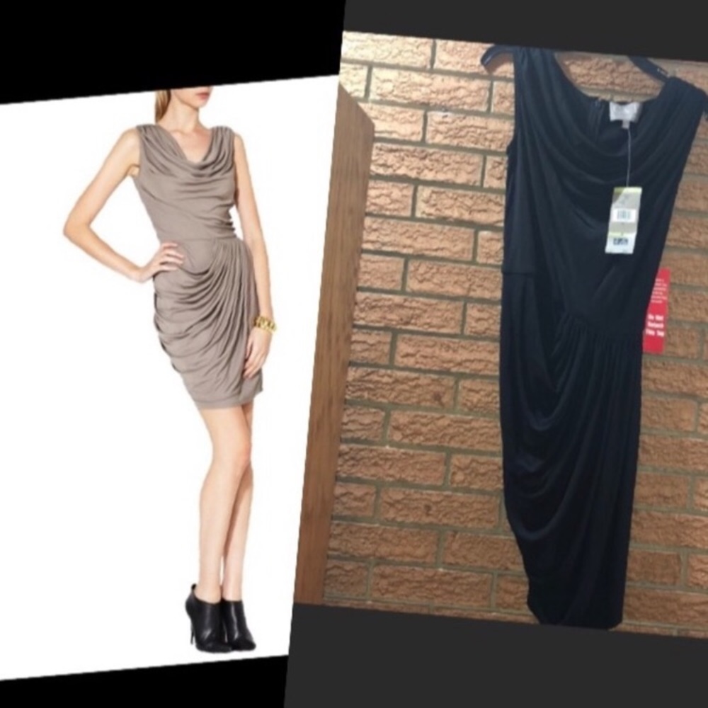 🖤NWT C&T🖤BLACK DRAPED NECK ASYMMETRICAL DRESS🖤